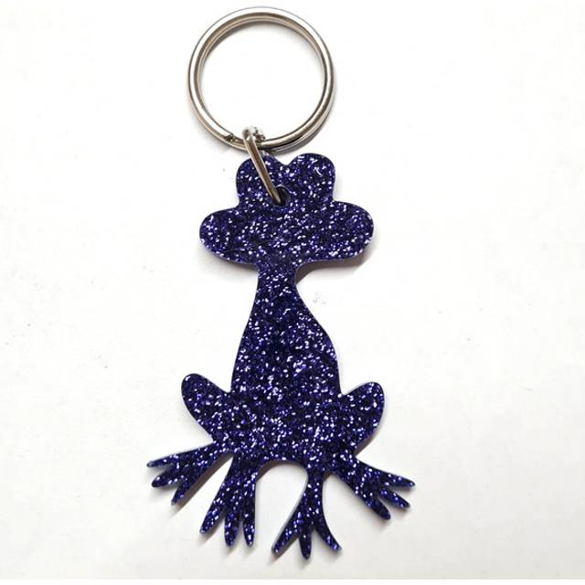 Glitter Acrylic Frog Keyring - Purple
