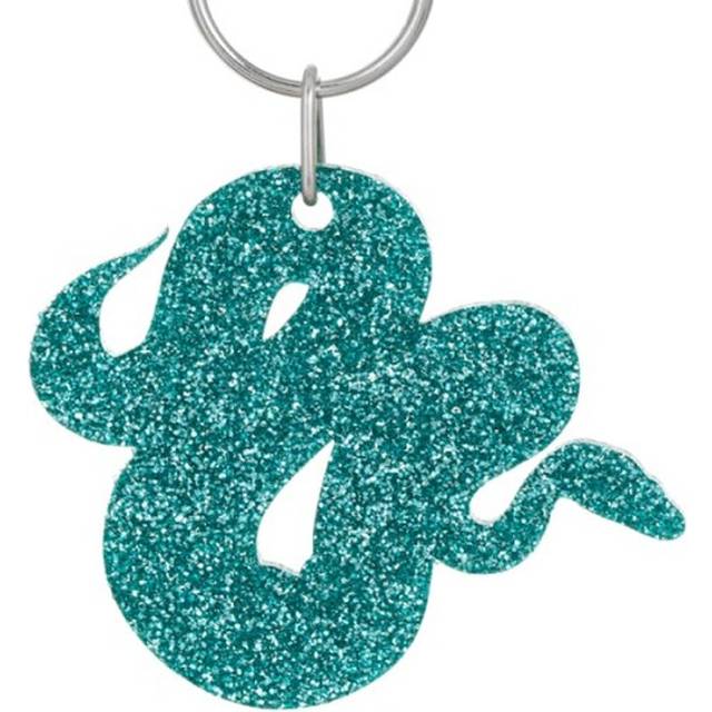 Glitter Acrylic Snake Keyring - Green