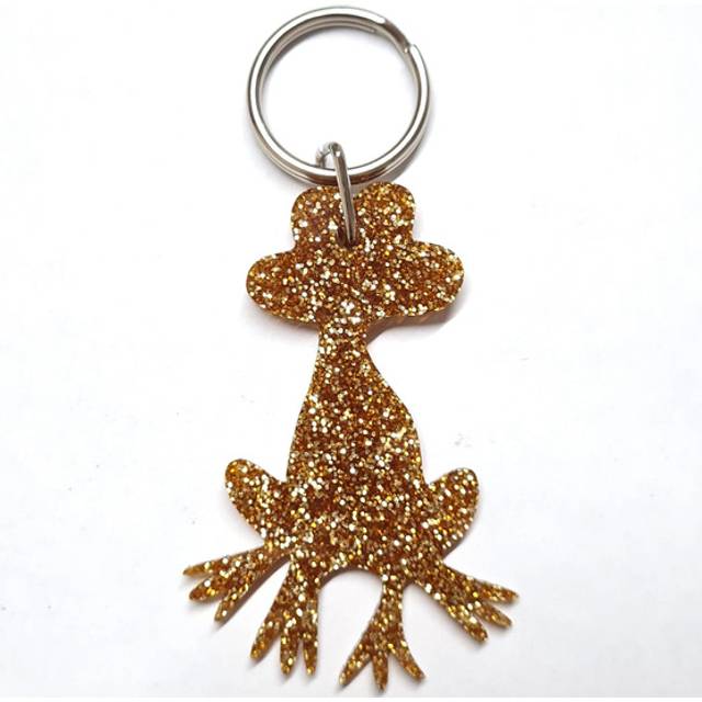 Glitter Acrylic Frog Keyring - Yellow