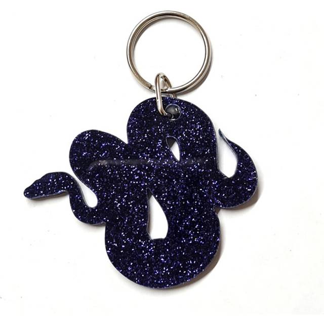 Glitter Acrylic Snake Keyring - Purple