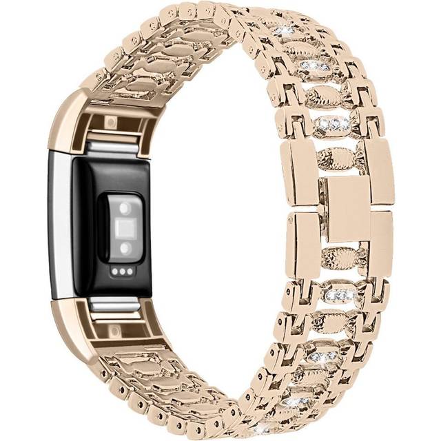 Fitbit Charge 2 klockarmband i rostfritt stål med strass och godis - Guld