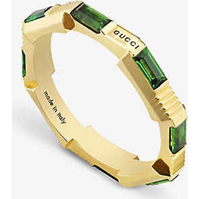 Gucci 18ct Yellow Gold GUCCI Link to Love Green Tourmaline Ring YBC6622560202013 M-N