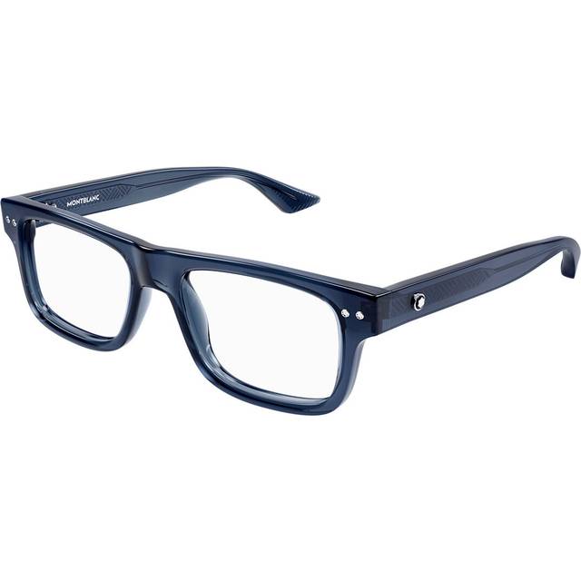 Montblanc MB0289O 003 Men's Eyeglasses Blue Size 53 (Frame Only) - Blue Light Block Available - Transparent Blue (53)