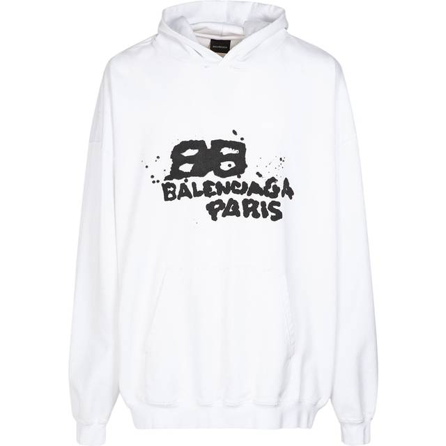 Balenciaga Logo cotton hoodie - white (UK 36)