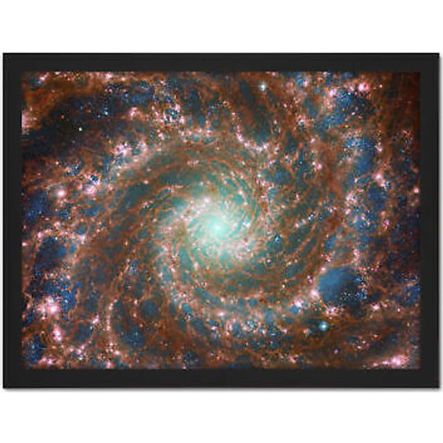 Wall Art Print NASA James Webb Hubble Space Telescope The Phantom Galaxy Across the Spectrum Large Framed Wall Décor Art - Black - W18 inch x H24 inch