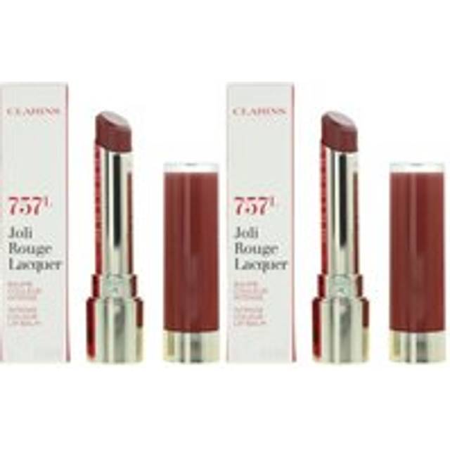 Clarins Womens Joli Rouge Lacquer Intense Colour Lip Balm 3g - 757L Nude Brick X 2 - NA - One Size
