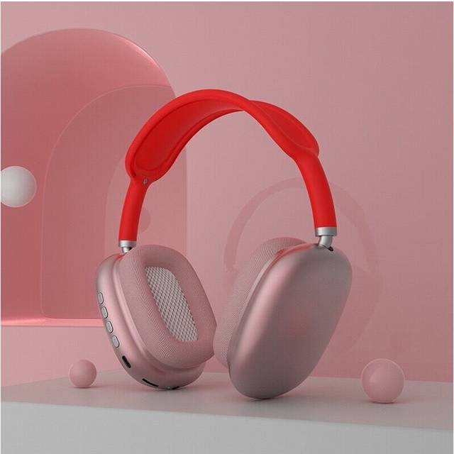 (a-Red) Smart Noise Reduction Stereo Sound Wireless Earbuds Bluetooth Headset Heavy Bass Headphones P9 for iOS Android AUX/FM Earphone