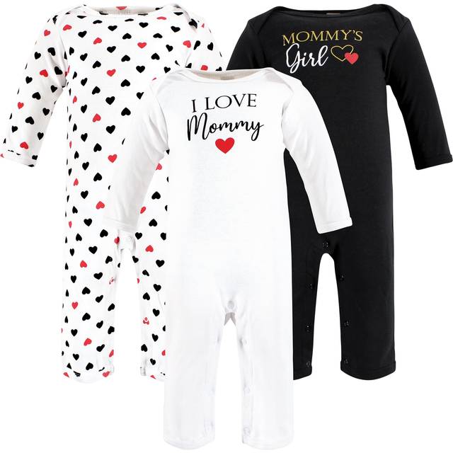 Hudson Baby Unisex Baby Cotton Coveralls  Girl-Mommy Red Black  0-3 Months