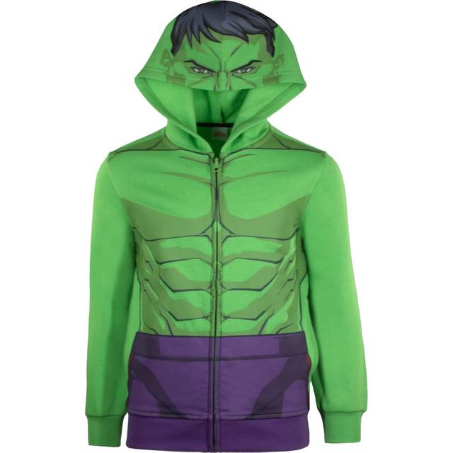 Marvel Avengers Boys Zip-Up Hooded Cosplay Sweatshirt  Black Panther  Hulk  or Miles Morales Spider-Man (Hulk  Size 4)
