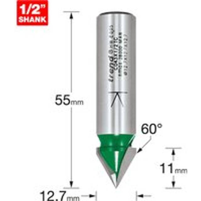 Trend CRAFTPRO Chamfer V Grovve Router Cutter 12.7mm 11mm 1/2"
