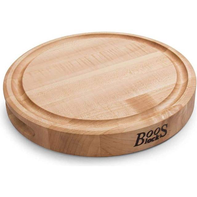 John Boos Block CB1051-1M1212175 Maple Wood Round Cutting Board with Juice Groove  12 Inches Round x 1.5 Inches