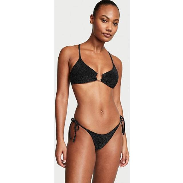 Victoria's Secret Nero Black Cross Over Shimmer Swim Bikini Top - nero black - MEDIUM