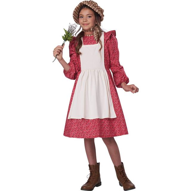 Red Frontier Settler Girl's Costume - Brown&#47;Red (M)