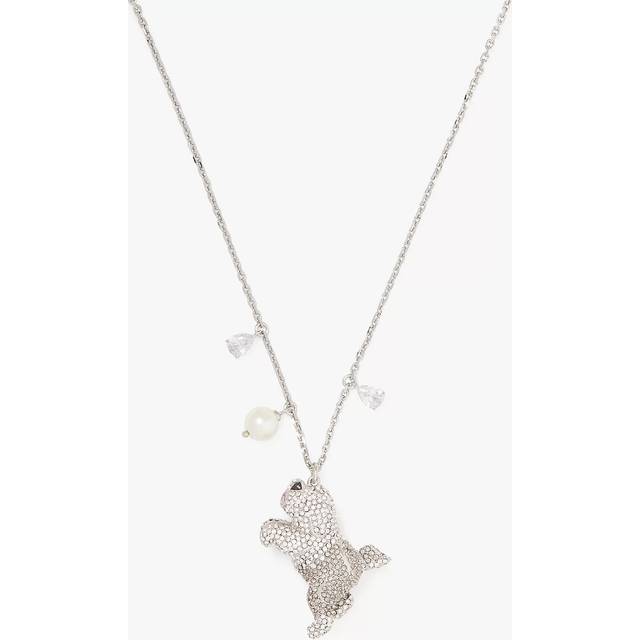 Silver Sheep Dog Pendant Necklace - Beige (*)