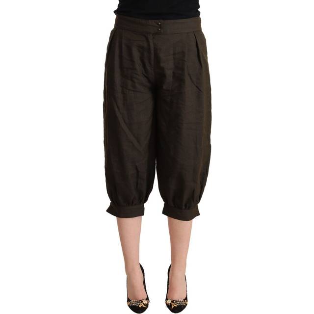 GF Ferre Brown Viscose Cropped Harem Pants - IT48|XXL