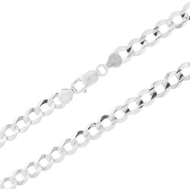 10k White Gold 8.5mm Solid Cuban Curb Chain Italian Pendant Necklace Men 20-30