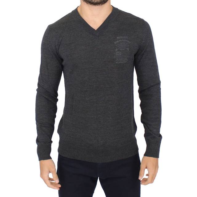 ERMANNO SCERVINO Men Wool Blend V-neck Pullover Sweater - IT46 | S - gray (IT54 | XL)