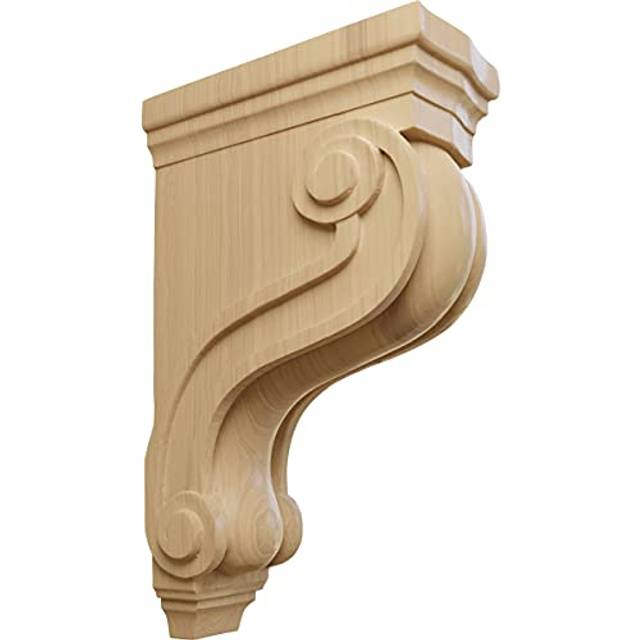 Ekena Millwork COR03X08X13TSCH Boston Traditional Scroll Wood Corbels  3 7/8W x 8D x 13H  Cherry