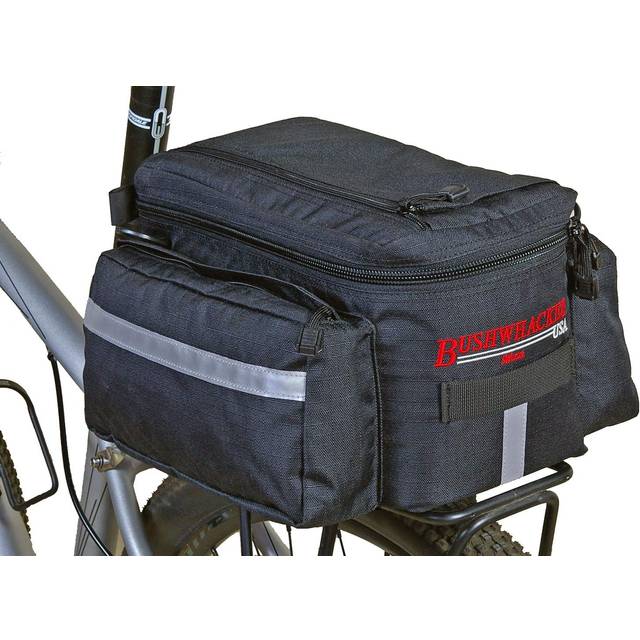 Bushwhacker?Mesa Trunk Bag Black - w/Rear Light Clip Attachment & Reflective Trim - Bicycle Trunk Bag Cycling Rack Pack Bike Rear Bag Frame Accessorie