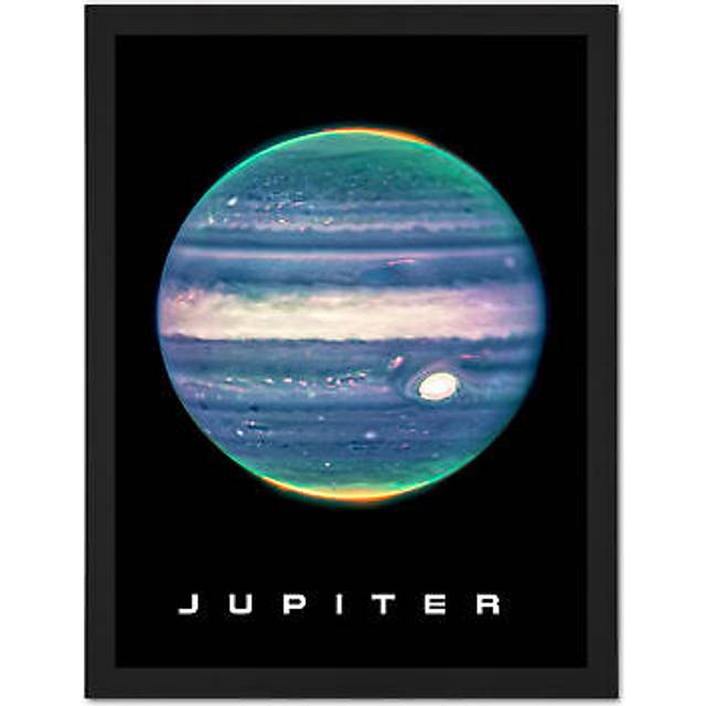 Wall Art Print NASA James Webb Space Telescope Jupiter Composite Image Large Framed Wall Décor Art - Black - W18 inch x H24 inch