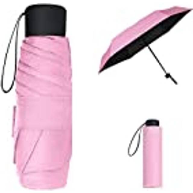 Vicloon Mini paraply, fickparaply, solskydd paraply, utomhus UV vikbart paraply, liten, lätt, UV vikbart för vuxna och barn, Rosa – a, minimalist