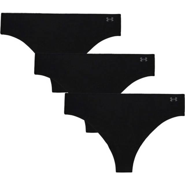 Under Armour Pure Stretch Women's 3-Pack No Show Thong Black / Black / Steel L