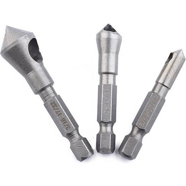 Drillpro 3pcs Countersink Drill Bit HSS Deburring Drill Bit Woodworking Metal Tool