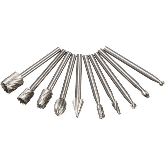 Drillpro RB2 10pcs HSS Router Bit Burr For Dremel and Rotary Engraving Wood Working Tool