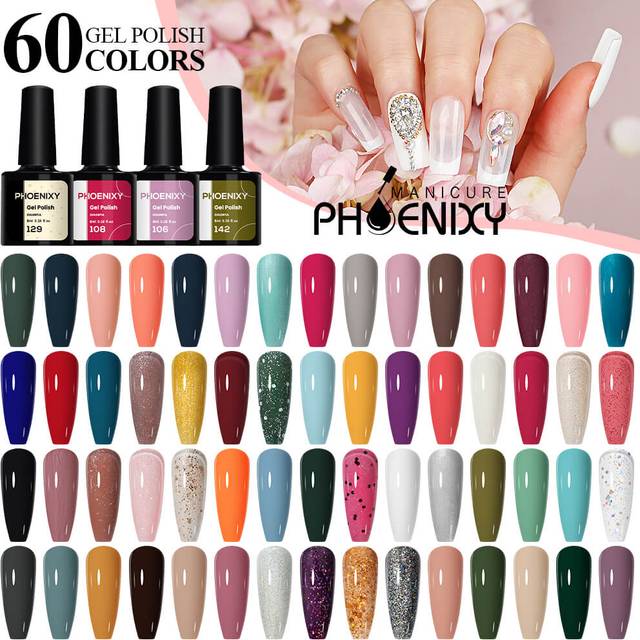 PHOENIXY 60 färger UV Gel Nagellack 8ML Gel Nagellack Soak Off Glitter Gel Polish Gel Nagellack Nagellack Presentset för kvinnor Salong color 31