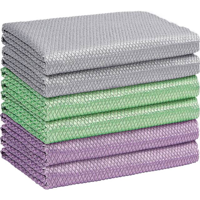 "HOMEXCEL Microfiber Glass Cleaning Cloths-6PK  16""""x14"""" Lint Free Window Cleaning Cloth  Glasses  Mirrors  Screens  Stainless Steel  Premium Microfib"