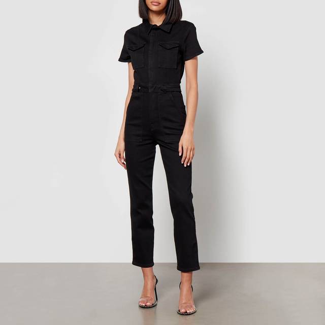 Good American The Fit For Success Stretch-Denim Jumpsuit - XXXL - Black