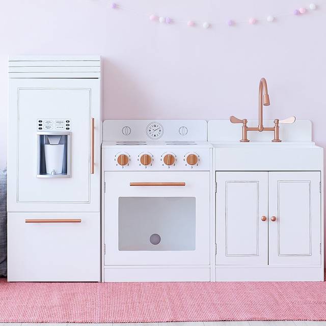 Teamson Kids Little Chef Paris Complete Kitchen Playset, White/Rose Gold - White;Rose Gold
