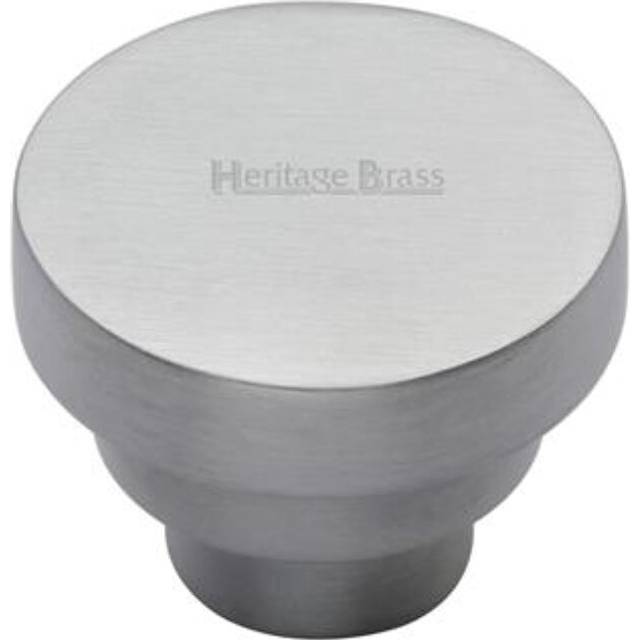 Heritage Cabinet Knob Round Stepped Design - Satin Chrome (3.8cm)