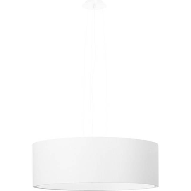 3 - Light Drum Pendant with Crystal Accents - White (110cm H X 45cm W X 45cm D)