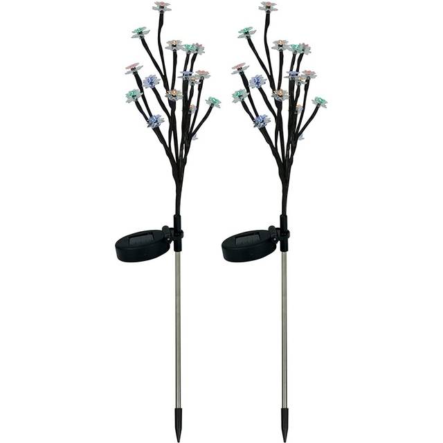 Gardenwize - Set of 2 Solar Powered Flower Tree Stake Lights, 68cm Tall - Multicoloured LED Lights - No Running Costs, Back up...