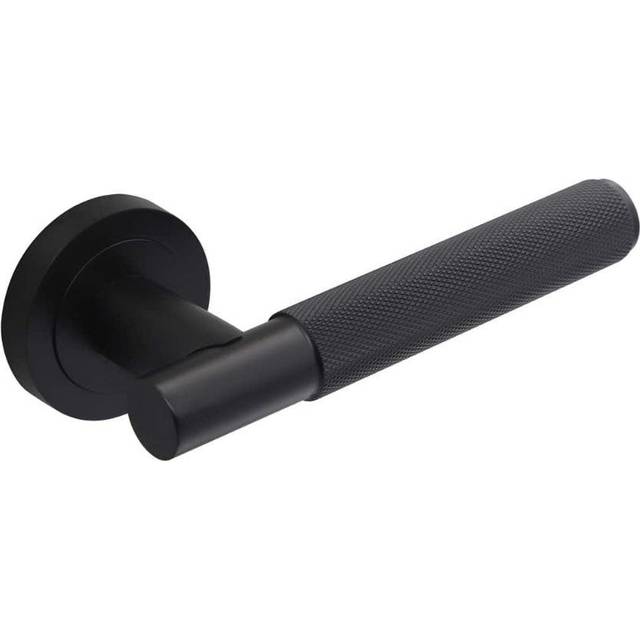 Marylebone Lever on Rose Knurled Door Handle - Matte Black - Pair - Designer Levers