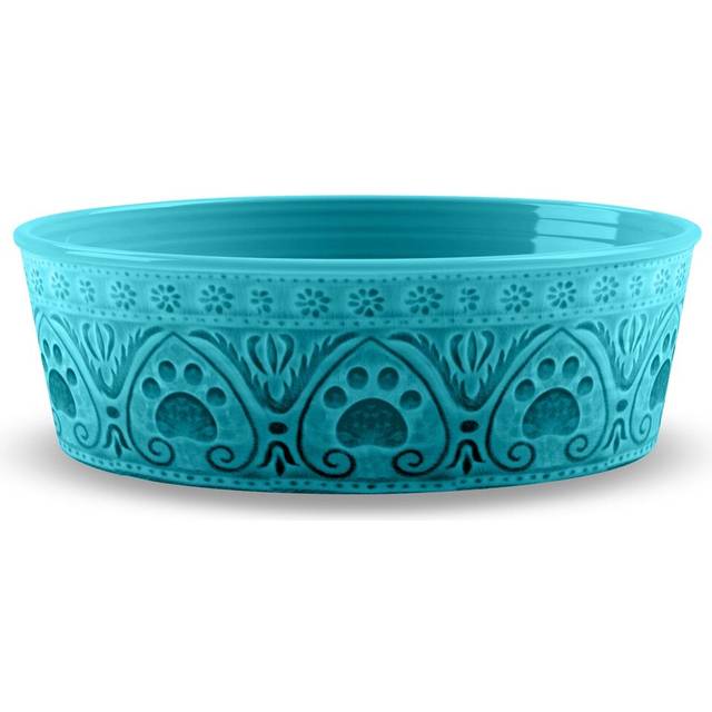Margie Paw Print Small Pet Bowl - Teal (Large (5.84cm))