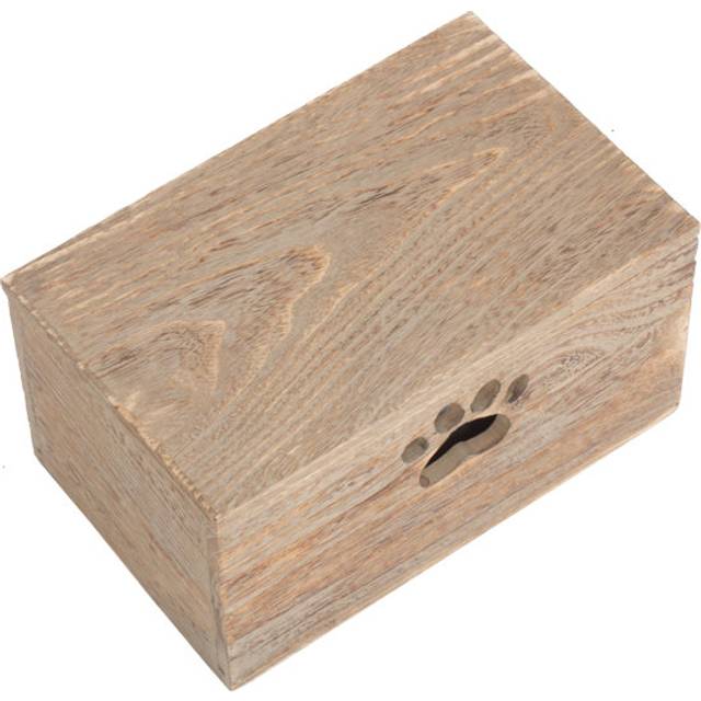 Wooden Dog Treat Box with Lid & Lining - Natural