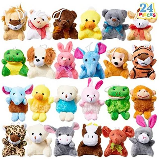 24 Pcs Mini Animal Plush Toys, 2.5-3â(6.4-7.6cm) Stuffed Animal Bulk for Kids, Easter Egg Filler Party Bag Fillers for Kids, Goodie Bag Fillers,