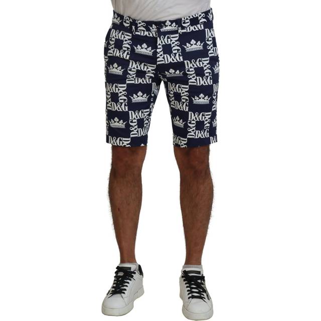 Dolce & gabbana Blue Logo Print Cotton Chinos Shorts - IT52 | XL