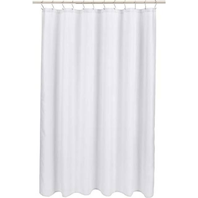 "Amazon Basics Linen Style Bathroom Shower Curtain  72"""" x 72""""  Bright White  11.42"""" L x 9.45"""" W"