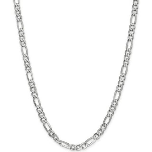 14k white gold 6mm solid flat figaro link chain w/ lobster clasp 18" - 26"