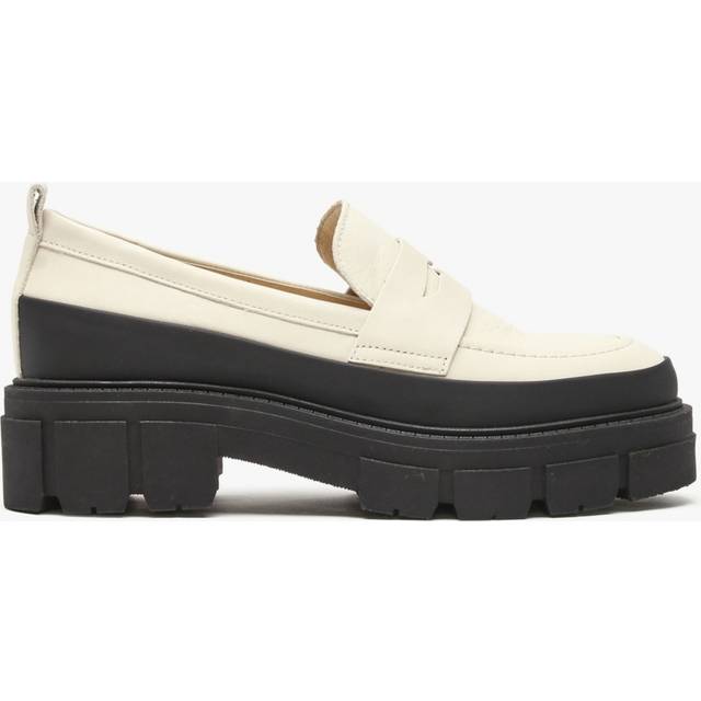 DANIEL Treasure Cream Leather Chunky Loafers Colour: Grey Leather, Size: 39