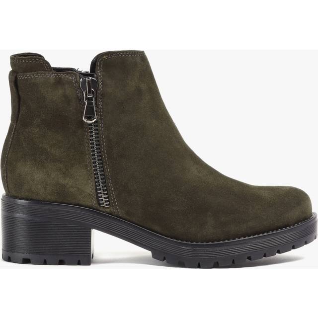 DANIEL Locky Khaki Suede Block Heel Ankle Boots Size: 37, Colour: Khak