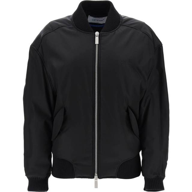 Off White, Jacka, Dam, S, Nylon, Svart Bomberjacka med Logobroderi - black (S)