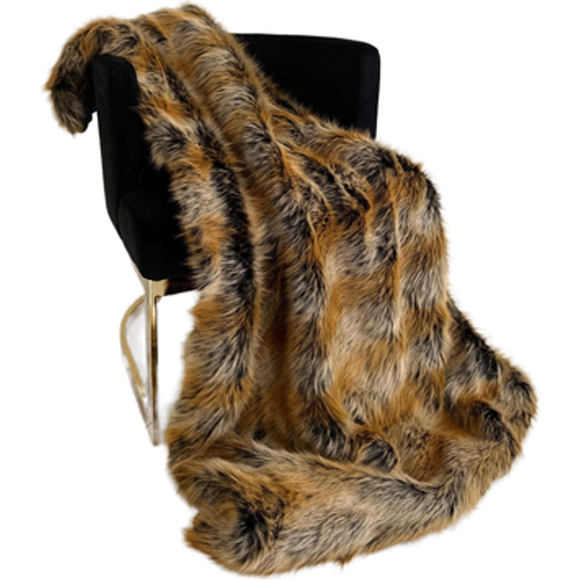 Plutus Brands PBSF2342-6072-TC 60 x 72 in. Chinchilla Faux Fur Luxury Throw Blanket, Brown & Gold
