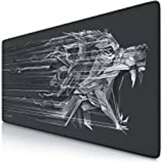 Titanwolf XXL Speed Gaming Mouse Mat 900 x 400 mm XXL Mouse Mat Table Mat with Titanium Wolf Motif Improves Precision and Speed Stable Grip on Smooth