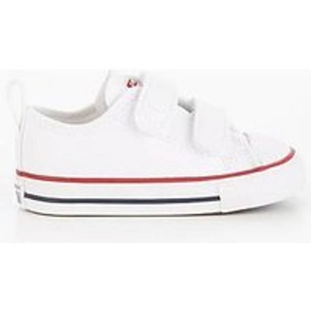 Converse Infant Unisex Easy-On Velcro Leather Ox Trainers  - White, White, Size 4 Younger
