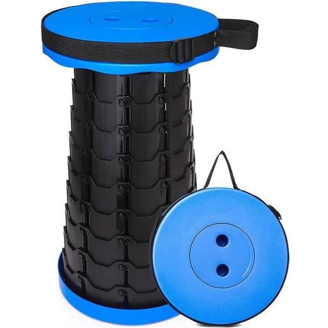 Collapsible Telescoping Portable Stool for Adults  Camping Stools  Upgraded Collapsible Folding Seats with Load Capacity 550lbs (Blue)