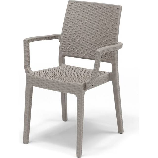 Dzeneta Stacking Patio Dining Armchair - Dark Grey (84cm H X 55cm W X 54cm D)